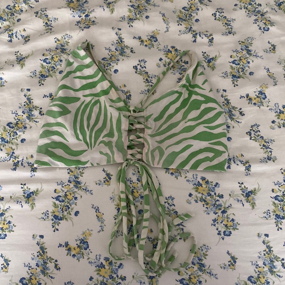 green print swim top